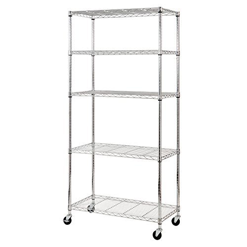 Product Cover Sandusky MWS361872 5-Tier Mobile Wire Shelving Unit with 3