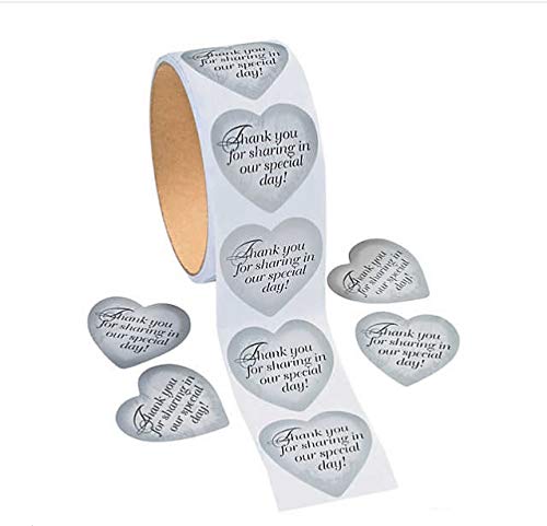 Product Cover Fun Express - Silver Heart Thank You Stickers for Wedding - Stationery - Stickers - Stickers - Roll - Wedding - 1 Piece