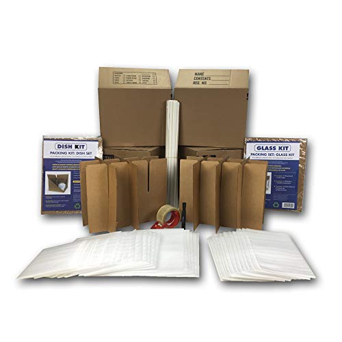 Product Cover Uboxes Kitchen Moving Box & Supplies Kit #1 4 Boxes with Dish/Glass Inserts, Corrugated