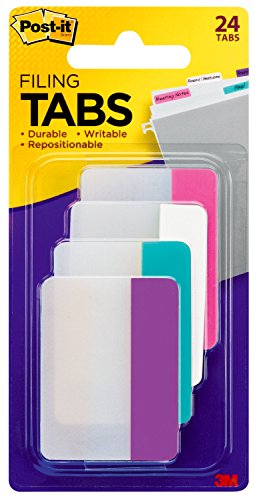 Product Cover Post-it Tabs, 2-Inch Solid, Assorted Colors, 6-Tabs/Color, 4-Colors, 24-Tabs/Pack