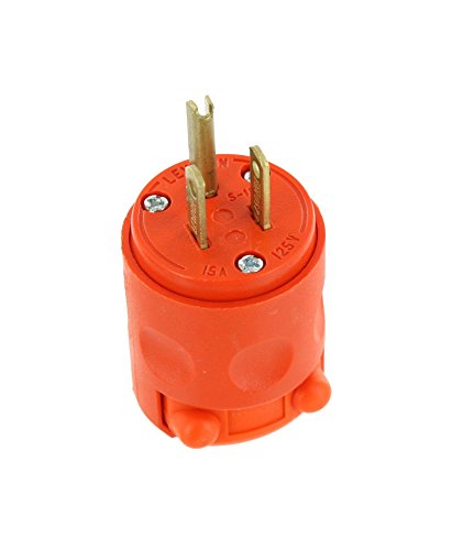 Product Cover Leviton 515PV-OR 15 Amp 125V Grounding Plug, Orange