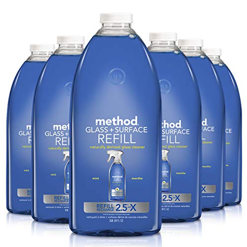 Product Cover Method Glass Cleaner + Surface Cleaner Refill, Mint, 68 Ounce (Pack 6)