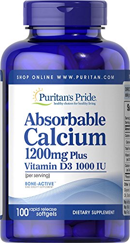 Product Cover Puritan's Pride Absorbable Calcium 1200 mg with Vitamin D 1000 IU, 100 Softgels