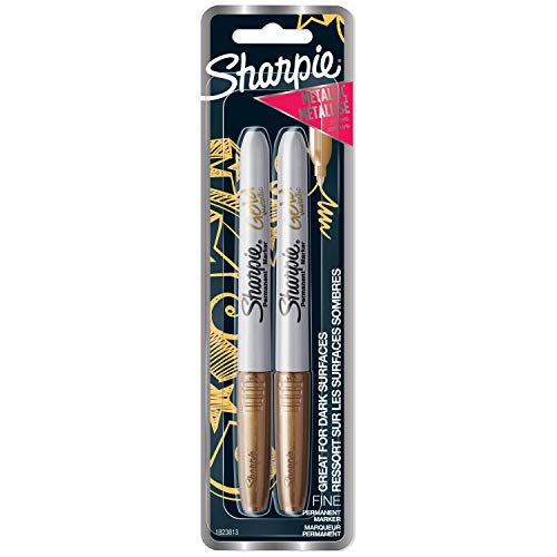Product Cover Sanford Sharpie Metallic Fine Point Permanent Markers - 2 Markers, Gold (1823813)