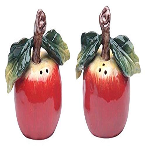 Product Cover Cg 10230 Red Apple with Stem & Leaf Salt & Pepper 2Piece Set Collectible