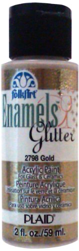 Product Cover FolkArt Enamel Glitter and Metallic Paint in Assorted Colors (2 oz), 2798, Glitter Gold