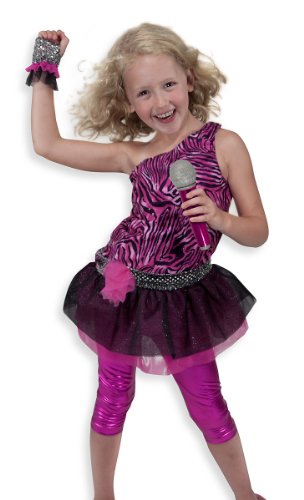 Product Cover Melissa & Doug Rock Star Role Play Costume Set (4 pcs) - Includes Zebra-Print Dress, Microphone