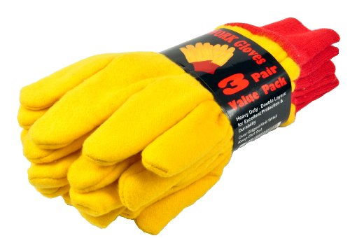 Product Cover G & F 5414-3 Heavyweight Yellow Chore Winter Work Gloves, Double Layers, Large, 3 Pair Pack