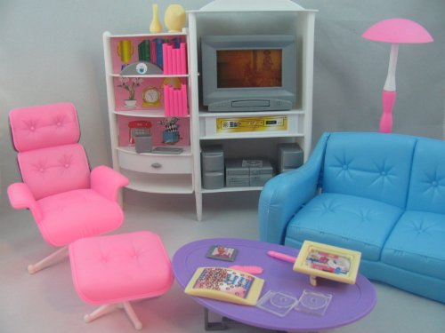 Product Cover Gloria Dollhouse Furniture - Family Room TV Couch Ottoman Playset