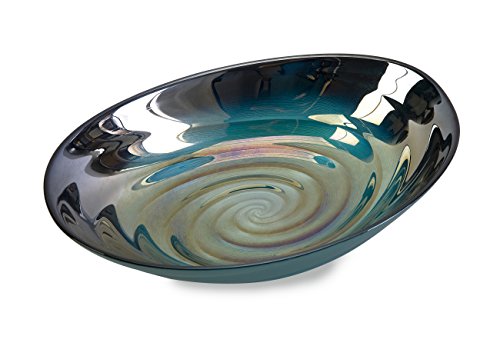 Product Cover IMAX 83101 Moody Swirl Glass Bowl with Glossy Finish in Ocean Colors - Food Safe Dishware - Easy to Clean Home Décor Decorative Bowl. Diningware, Serving Bowls, Tableware