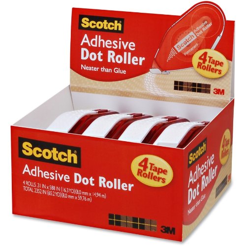 Product Cover Scotch Adhesive Dot Roller Value Pack .31 Inches x 49 Feet, 4-Pack (6055BNS)