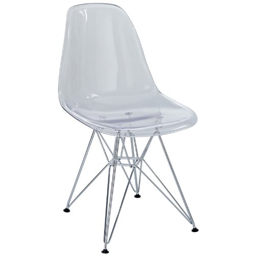 Product Cover Modway Plastic Side Chair in Clear with Wire Base