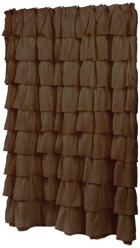 Product Cover Carnation Home Fashions Carmen Crushed Voile Ruffled Tier Shower Curtain, 70-Inch by 72-Inch, Brown
