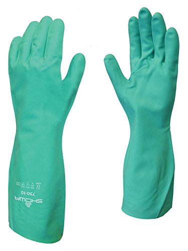 Product Cover SHOWA 730 Nitrile Cotton Flock-lined Chemical Resistant Glove, Large (Pack of 12 Pairs)