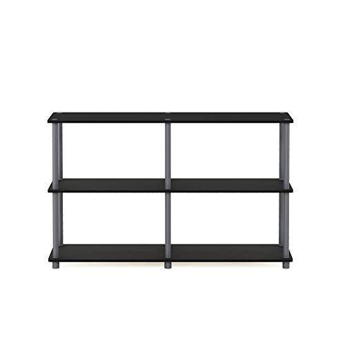 Product Cover Furinno 99130BK/GY Turn-N-Tube 3-Tier Double Size Storage Display Rack, Black/Grey