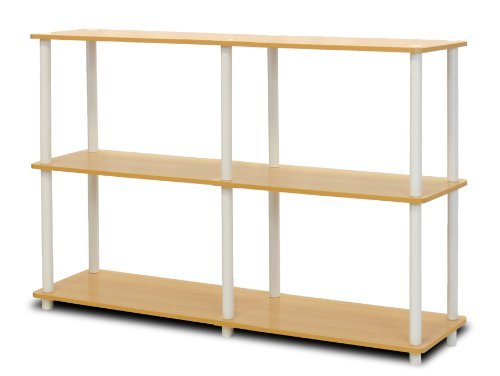 Product Cover Furinno 99130BE/WH Turn-N-Tube 3-Tier Double Size Storage Display Rack, Beech/White