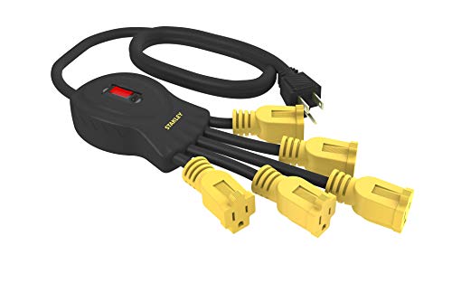 Product Cover STANLEY 31500 Power Squid with 5-Grounded Outlets, Black/Yellow