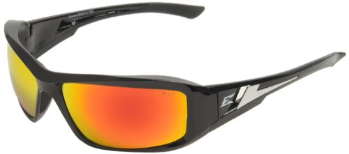 Product Cover Edge Eyewear XBAP119 Brazeau Safety Glasses, Black with Aqua Precision Red Mirror Lens