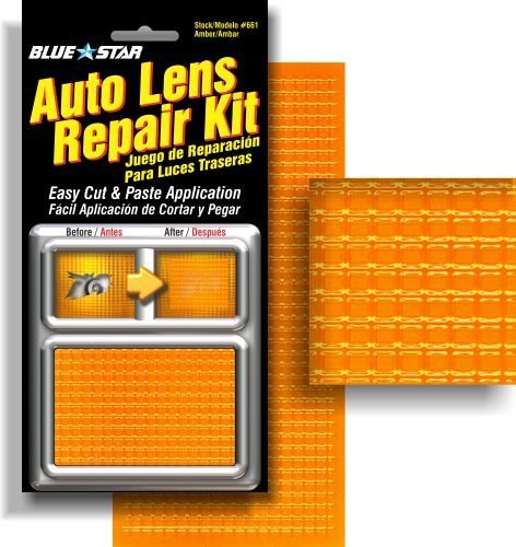 Product Cover Blue Star Auto Blinker Turn Signal or Tail Light Lens Repair Kit, Amber / Orange Color