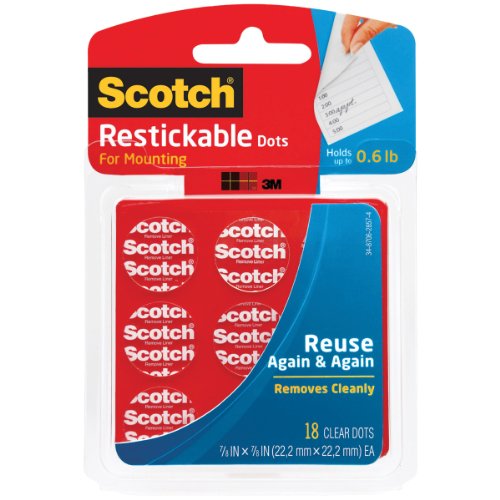 Product Cover Scotch Restickable Dots, 7/8-inch x 7/8-inch, Clear, 18-Dots (R105)