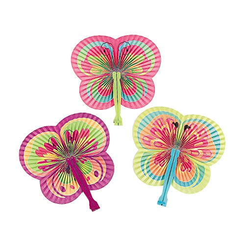 Product Cover Fun Express - Butterfly Shaped Folding Fans for Party - Party Supplies - Favors - Fans - Party - 12 Pieces