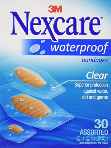 Product Cover Nexcare Waterproof Clear Bandages Assorted Sizes, 30 Count (Pack of 4)