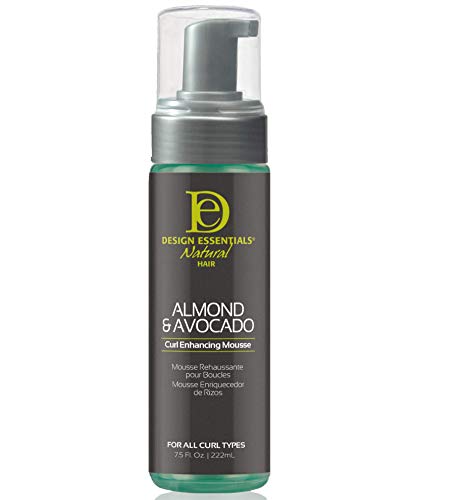 Product Cover Design Essentials Natural Curl Enhancing Mousse, Quick Drying Must-Have for Perfectly Defined Luminous Curls-Almond & Avocado Collection, 7.5 Fl Oz