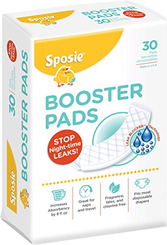 Product Cover Sposie Booster Pads Diaper Doublers, 30 Pads - for Overnight Diaper Leaks (No Adhesive for Easy repositioning)