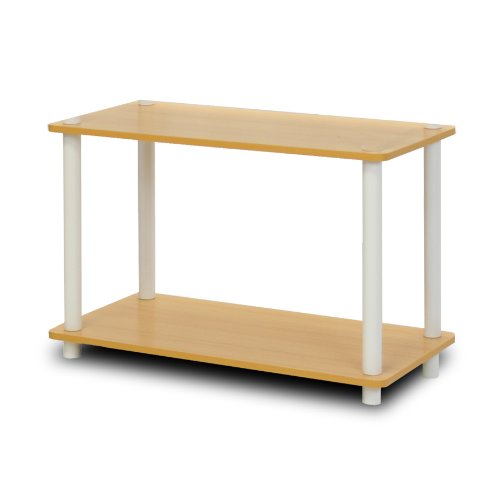 Product Cover Furinno 11250BE/WH Turn-N-Tube 2-Tier No Tools Tube Shelf/End Table, Beech/White