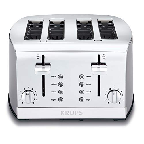 Product Cover KRUPS KH734D Breakfast Set 4-Slot Toaster with Brushed and Chrome Stainless Steel Housing, 4-Slices with Dual Independent Control Panel, Silver