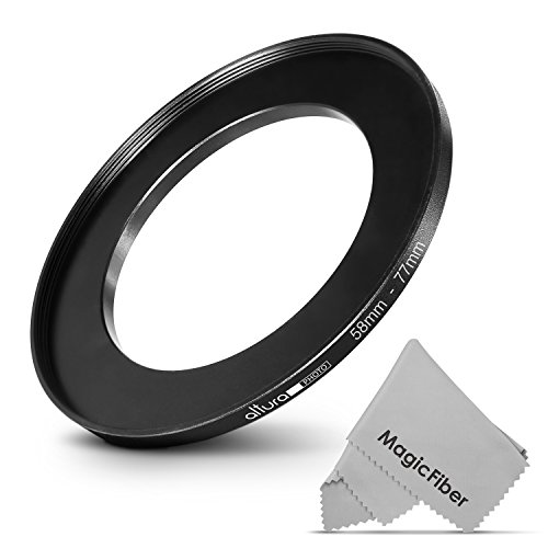 Product Cover Altura Photo 58-77MM Step-Up Ring Adapter (58MM Lens to 77MM Filter or Accessory) + Premium MagicFiber Cleaning Cloth