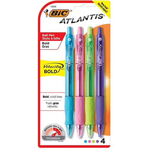 Product Cover BIC Velocity Bold Fashion Retractable Ball Pen, Bold Point (1.6 mm), Assorted, 4-Count