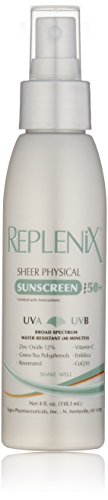 Product Cover Replenix Sheer Physical Sunscreen SPF 50 Plus, Antioxidant Sunscreen Spray for Sensitive Skin, 4 Fl oz