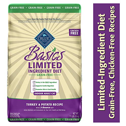 Product Cover Blue Buffalo Basics Turkey & Potato Recipe for Cats-Grain Free Dry Cat Food, 11 lb Bag