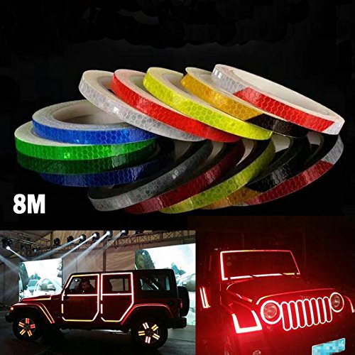 Product Cover AM Safety Reflective Warning Lighting Sticker Adhesive Tape Roll Strip. for Beautify Bicycle Bike Decoration (Red)