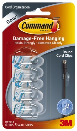 Product Cover Command Plastic Round Cord Clip, No Drilling, Holds Strong, No Wall Damage (Transparent, 9 Pieces)