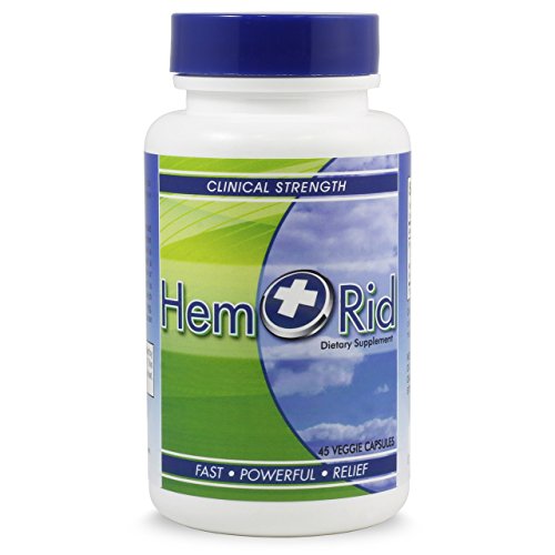 Product Cover HemRid - Best Hemorrhoid Supplement. Reduce Hemorrhoid Itching, Irritation, Bleeding & Burning in 2-5 Days or Your Money Back. Clinically Tested Ingredients Provide Fast Relief - 120 Day Manufacturer Guarantee.