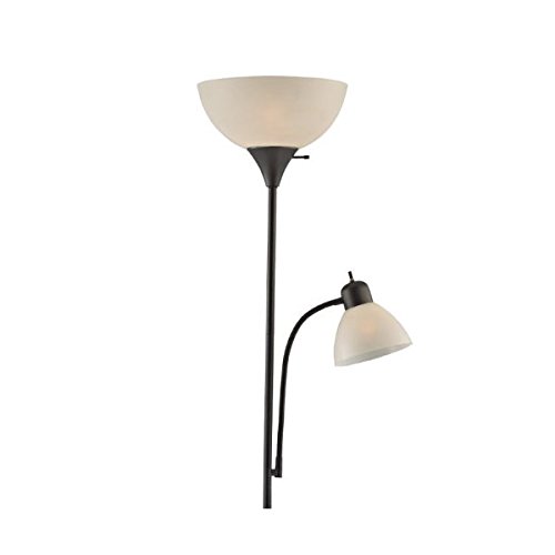 Product Cover Home Design 150 Watt Floor Lamp Black Finish with White Plastic Shade & Side Reading Light