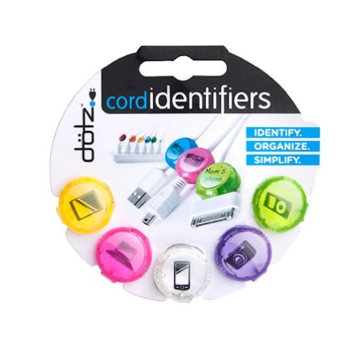Product Cover Dotz Cord Identifiers, Cord and Cable Management for Home and Office, 5 Count, Pastel Colors (DCI101CO-CP)