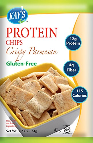 Product Cover Kay's Naturals Protein Chips, Crispy Parmesan, Gluten-Free, Low Fat, Diabetes Friendly, All Natural Flavorings, 1.2 Ounce (Pack of 6)
