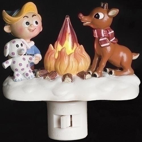 Product Cover Roman Rudolph and Elf Friend 4.5 Inch Polyresin Swivel Plug Flickering Night Light