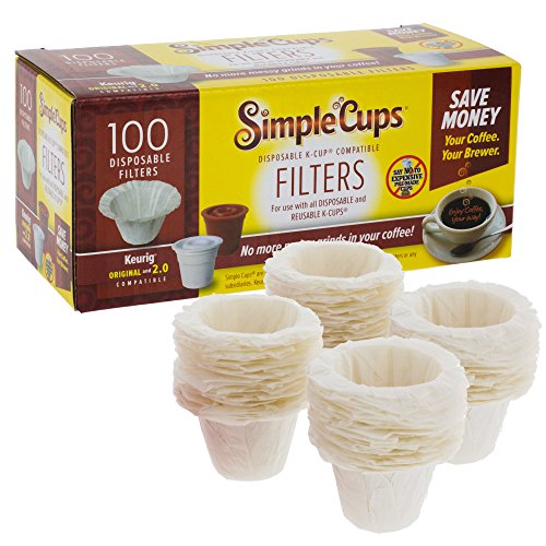 Product Cover Disposable Filters for Use in Keurig Brewers - Simple Cups - 100 Replacement Filters - Use Your Own Coffee in K-cups