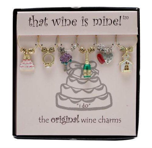 Product Cover Wine Things WT-1410P I Do, Painted Wine Charms, Fits neatly around stem, Multicolor