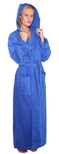 Product Cover Arus Women's Pacific Style Full Length Hooded Turkish Cotton Bathrobe L Royal Blue