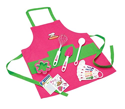 Product Cover Curious Chef Children's 11-Piece Pink & Green Chef's Kit