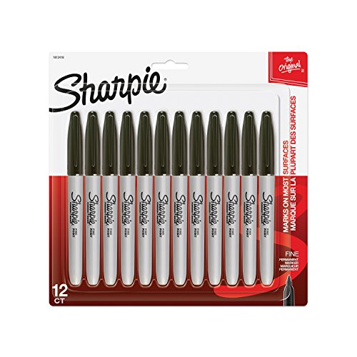 Product Cover Sharpie Permanent Markers, Fine Point, Black, 12 Count