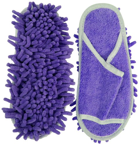 Product Cover Slipper Genie Microfiber Women's Slippers for Floor Cleaning, Women's House Slippers, Multi-Surface Cleaner, Dust Cleaning Tool, Purple- Women's Size 6-9