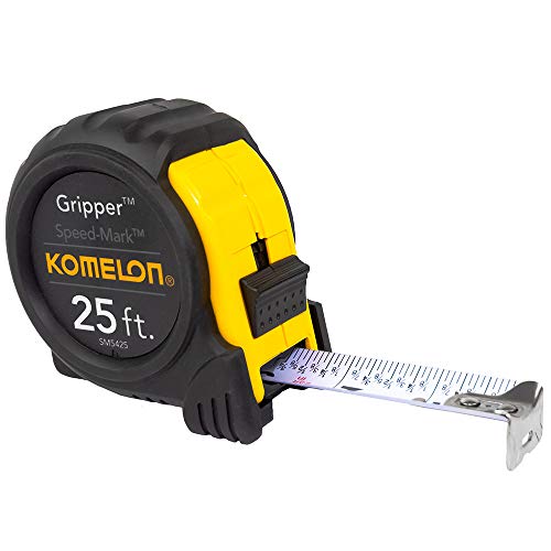Product Cover Komelon SM5425 Speed Mark Gripper Acrylic Coated Steel Blade Measuring Tape, 1-Inch X 25Ft , White