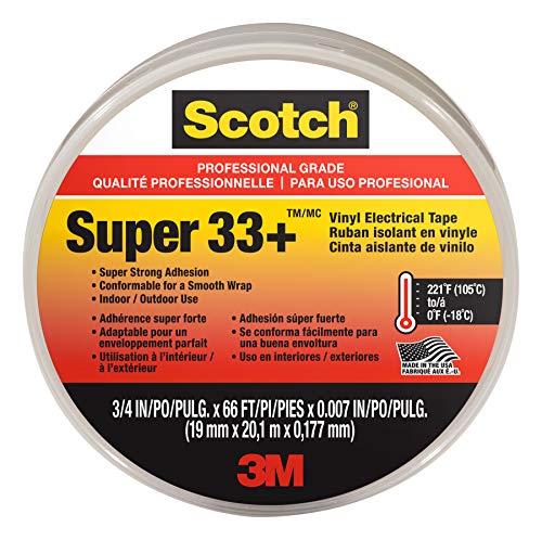 Product Cover Scotch Super 33+ Vinyl Electrical Tape, .75-Inch x 66-Foot x 0.007-Inch, Pack of 10