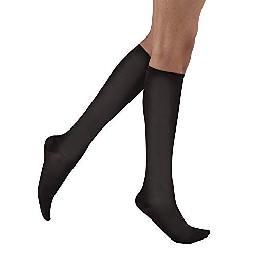 Product Cover Black, Large : JOBST soSoft Ribbed Knee High Compression Socks for Women, 8-15 mmHg, Closed Toe,Black, Large